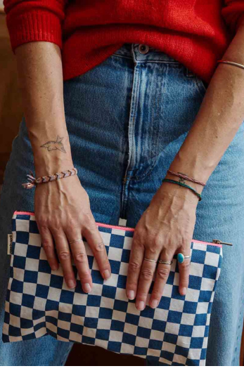 Lili pouch Checkerboard Navy- Rose in April