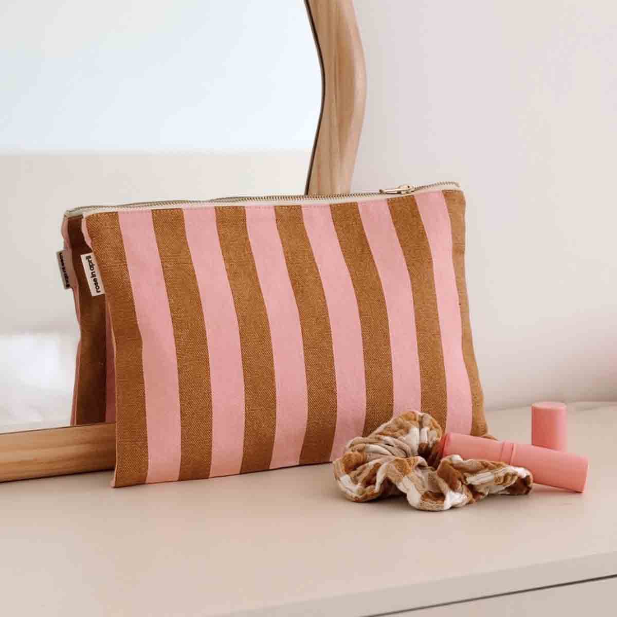 Lili pouch Stripes Caramel / Strawberry - Rose in April - slika 2