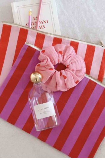 Lili pouch Stripes Tomato / Candy Pink - Rose in April