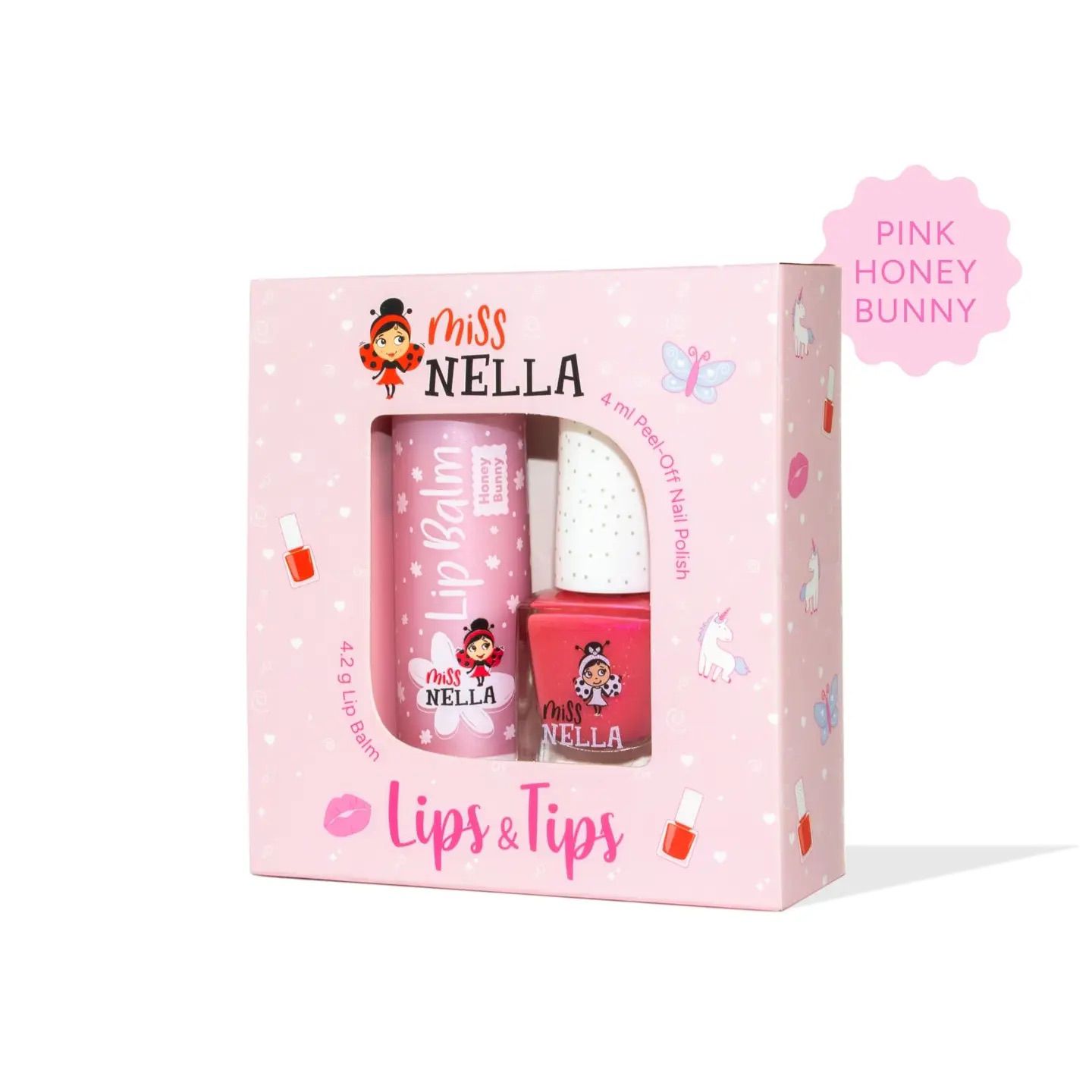 Miss Nella “Lips & Tips” Kids Set — siguran i zabavan kozmetički set za djecu : Pink/Honey bunny - slika 2