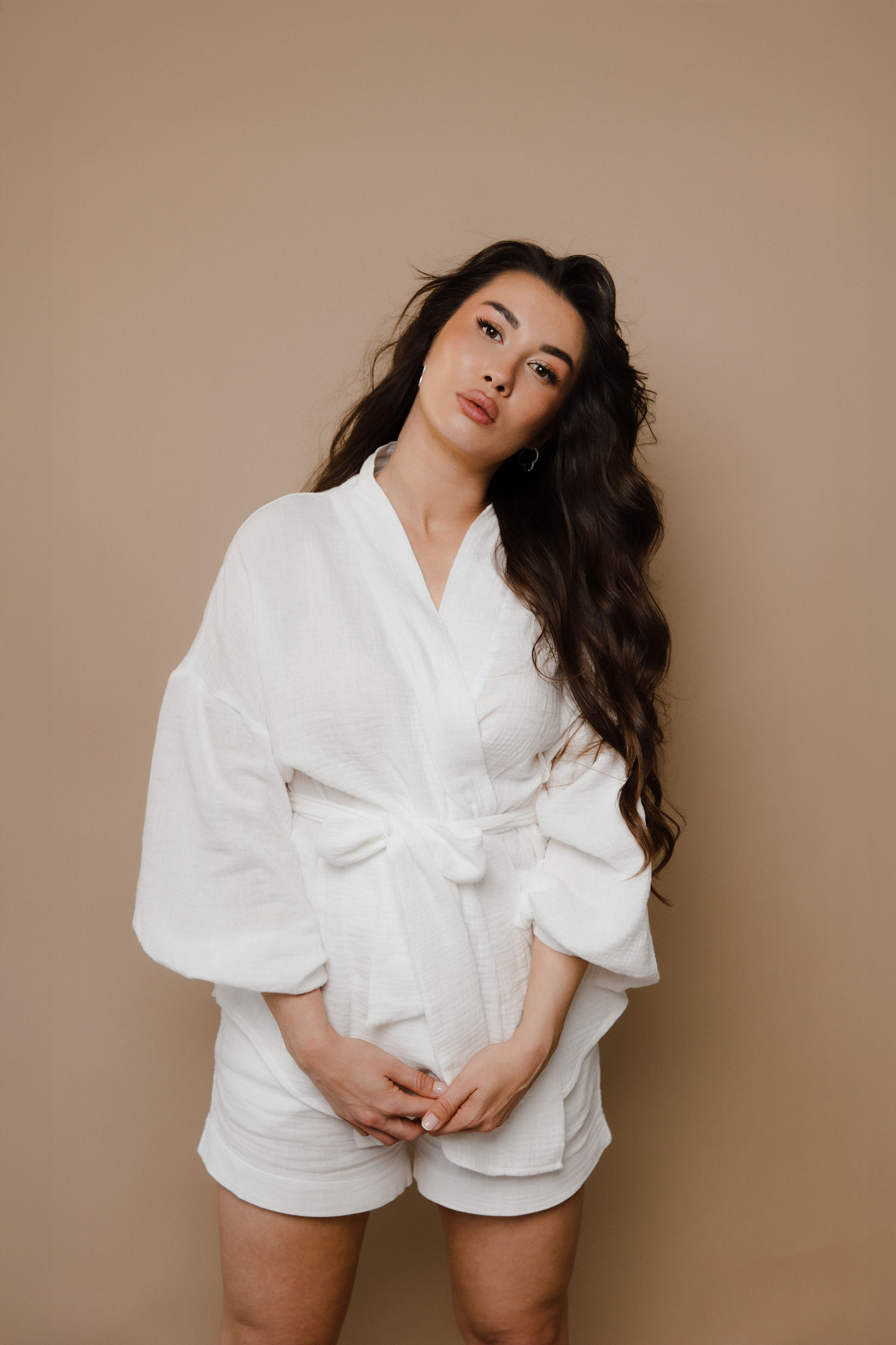 Aura Short Kimono – White - slika 4