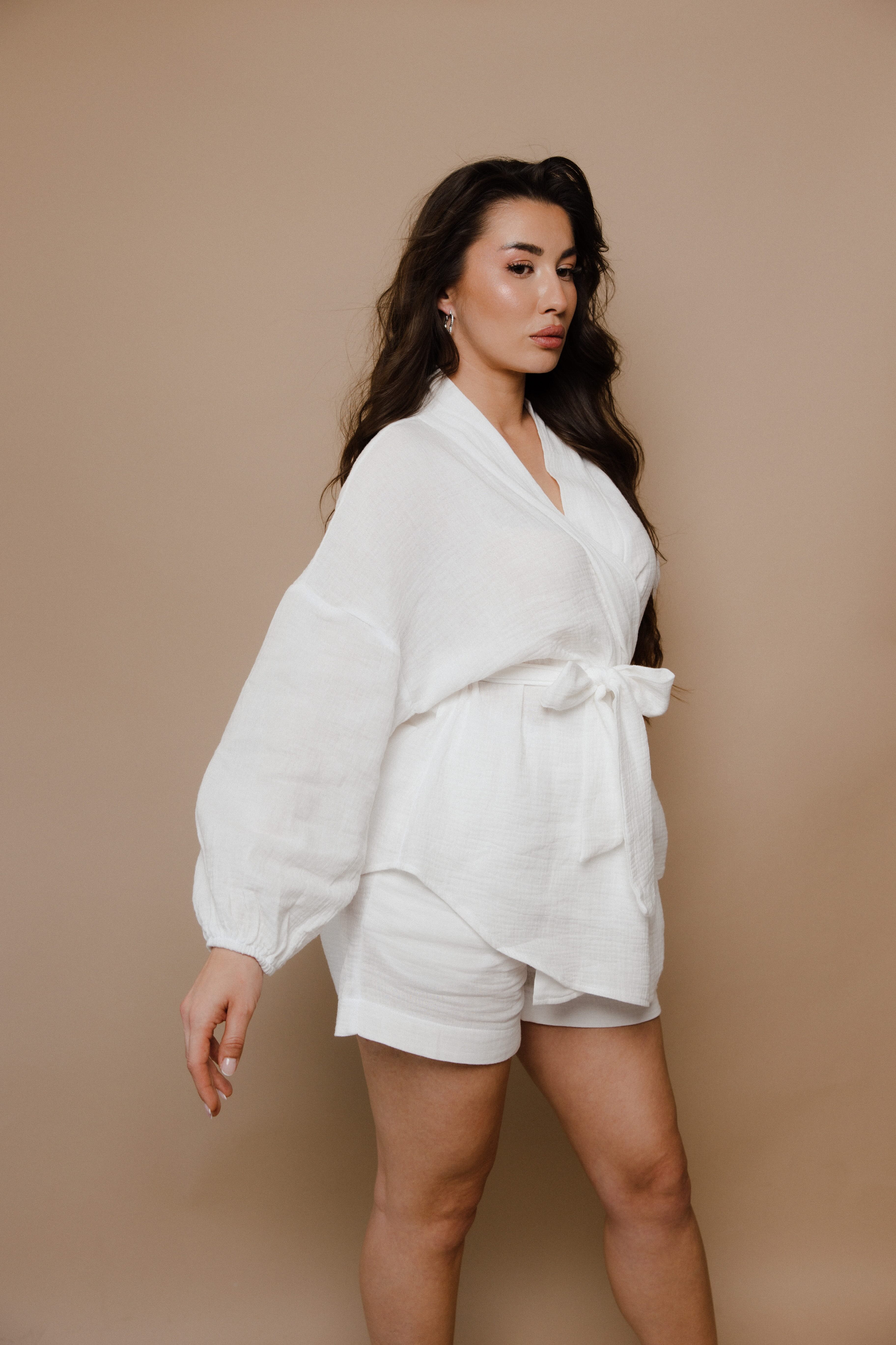 Aura Short Kimono – White - slika 3
